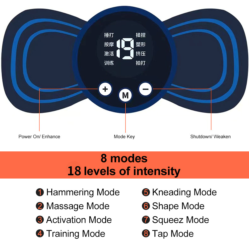 EMS Neck Massager, Mini Cervical Back Muscle Pain Relief Patch, Stimulator Mat, Portable Leg Body Healthcare Tool