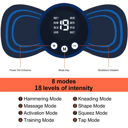 EMS Neck Massager, Mini Cervical Back Muscle Pain Relief Patch, Stimulator Mat, Portable Leg Body Healthcare Tool