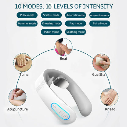 Masseur intelligent électrique TENS EMS pour le dos et le cou, 4 modes, pour la relaxation musculaire et la santé, outil de massage des épaules et cervicales