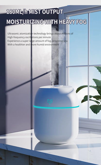 Mini Humidificateur USB 220ml — Aromathérapie, Silencieux, Arrêt Auto & 3 Coloris