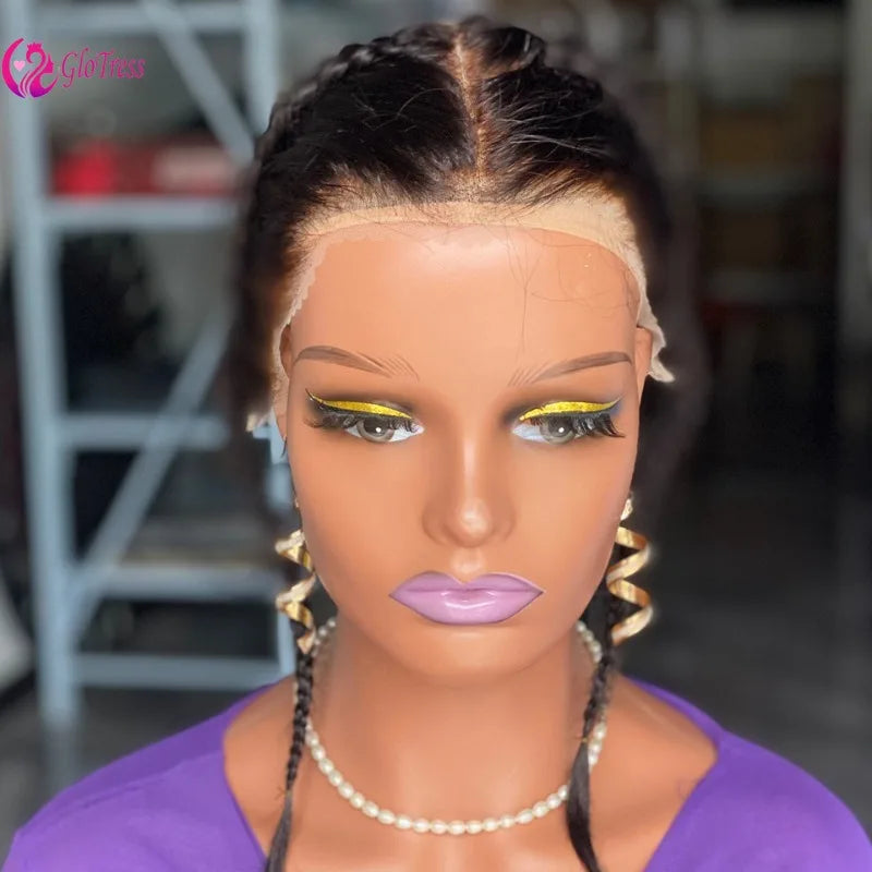 Frontal Dentelle 13x4 Cheveux Humains Remy Brésiliens GloTress — Bouclé, Nœuds Blanch is, Partie Centrale, 10-22 Pouces | TechNova X