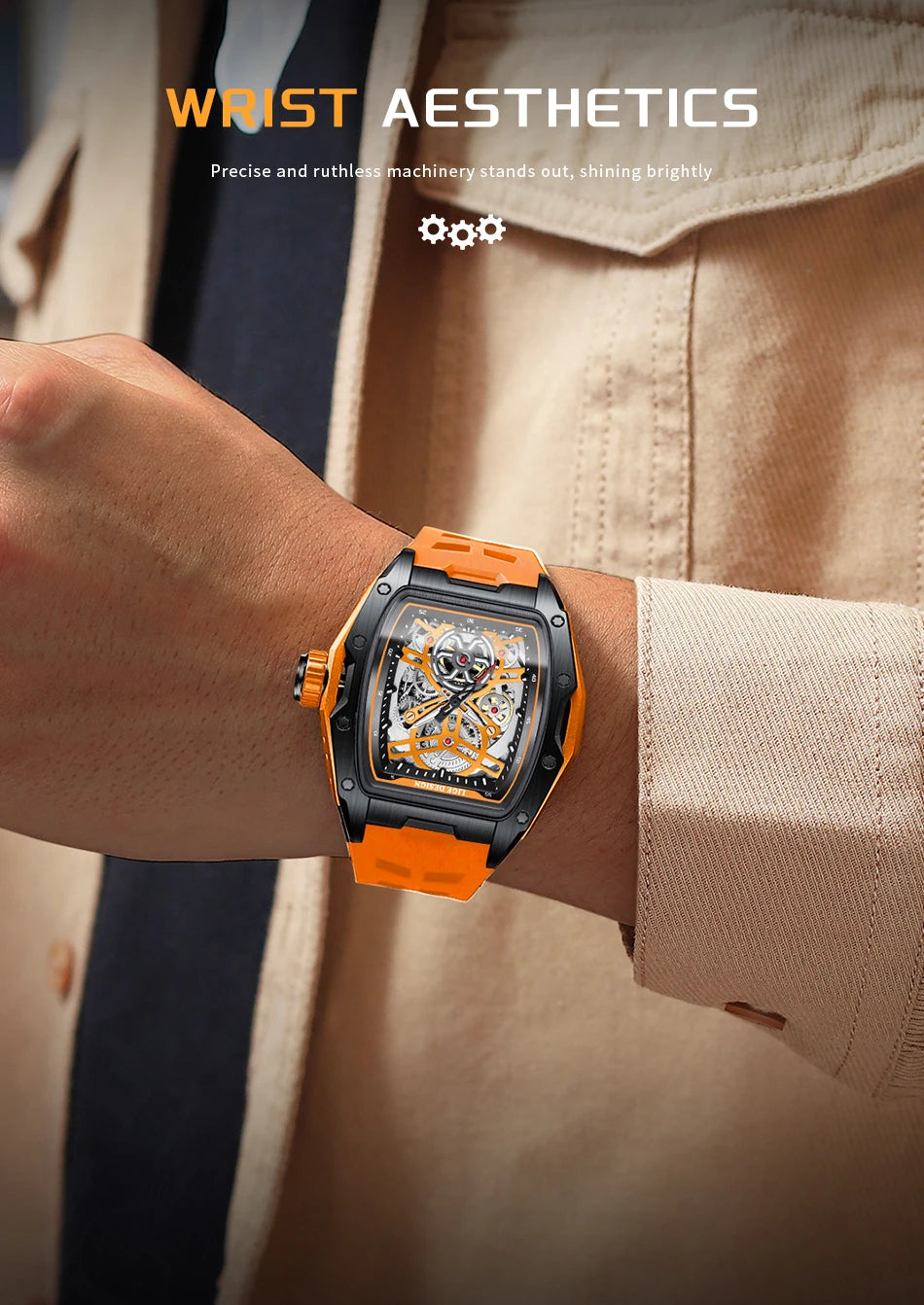 Montre Mécanique Automatique Homme LIGE — Squelette Tourbillon, Boîtier Carré, Étanche 3 ATM, 4 Coloris | TechNova X