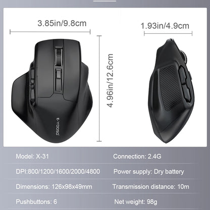 E-YOOSO X-31 USB 2.4G souris de jeu sans fil grande pour grandes mains PAW3212 4800 DPI 5 boutons pour souris gamer ordinateur portable PC