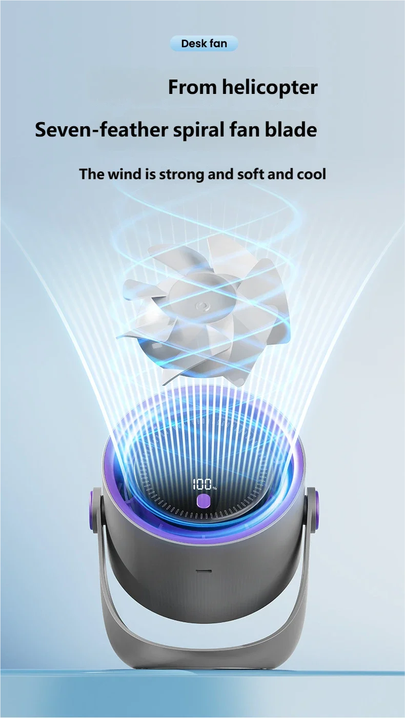 Ventilateur Mural Sans Perçage USB — Silencieux, Rechargeable & Circulation d'Air 360°