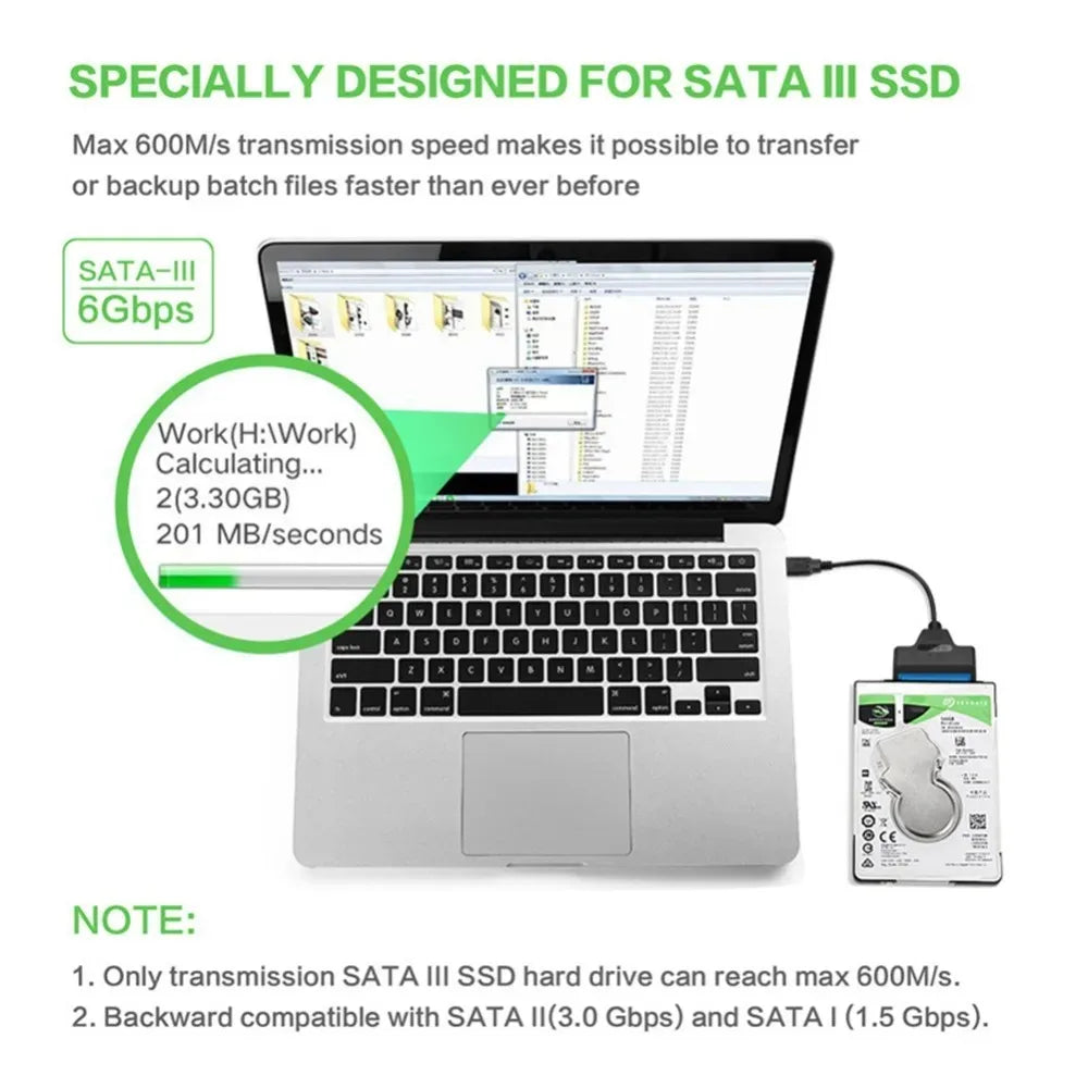 Adaptateur USB vers SATA, câble convertisseur USB 3.0 2.0 vers SATA pour disque dur SSD HDD 2.5 pouces, accessoires d'adaptateur externe