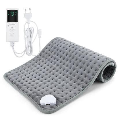Coussin Chauffant Électrique 60x30cm — 10 Niveaux 30-70°C, Minuterie & Micro-Velours Lavable