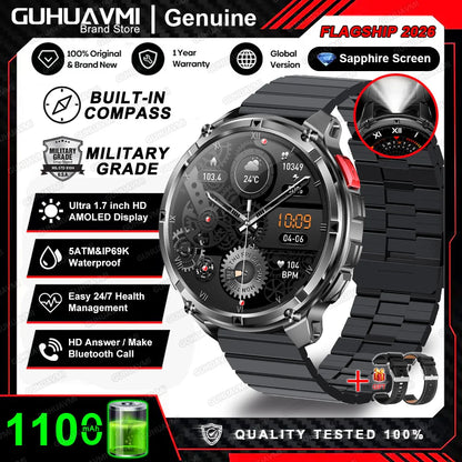 Smartwatch GPS GUHUAVMI T-Rex3 Pro 2026 — AMOLED 1,7", 1100mAh, 10 ATM, 100+ Sports, 15 Variantes