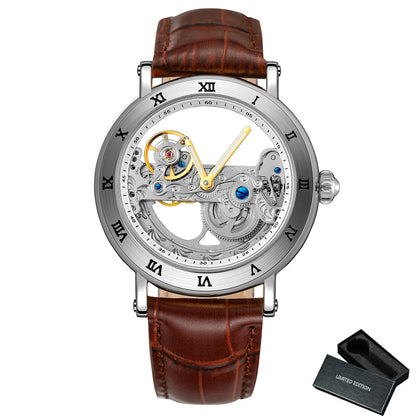 Montre Mécanique Automatique Squelette FORSINING FS134 — Aiguilles Lumineuses, Bracelet Cuir ou Acier