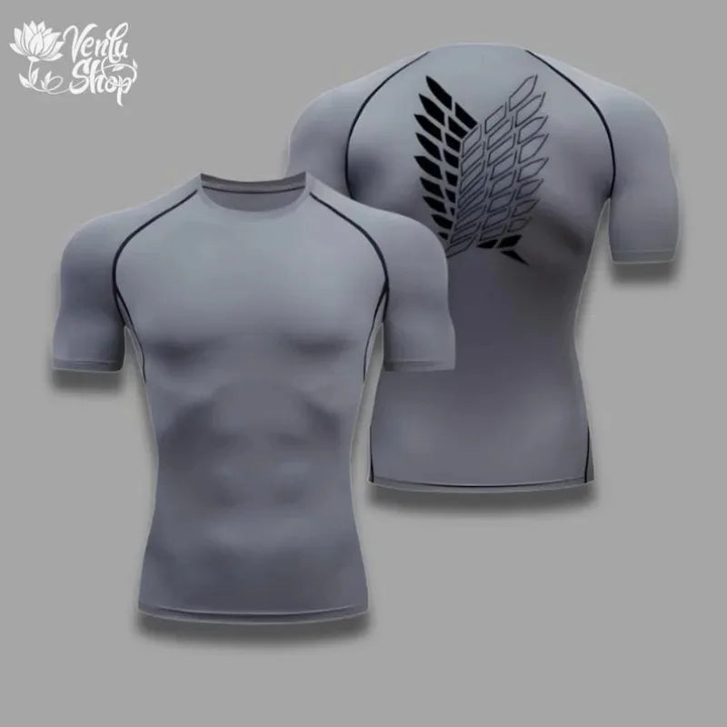 T-shirt de sport absorbant la transpiration pour homme, à séchage rapide, haute élasticité, style Anime, idéal pour le fitness et la musculation