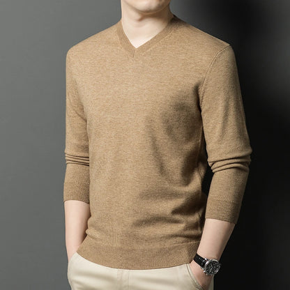 Pull Homme Col en V — Tricoté Surdimensionné | Couleur Unie | Chaud & Confortable | 7 Coloris | M–4XL