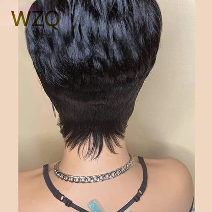 Perruques de cheveux humains droites coupe lutin pour femmes perruque Bob courte couleur naturelle accessoires de cheveux humains perruque sans colle prêt à porter vente