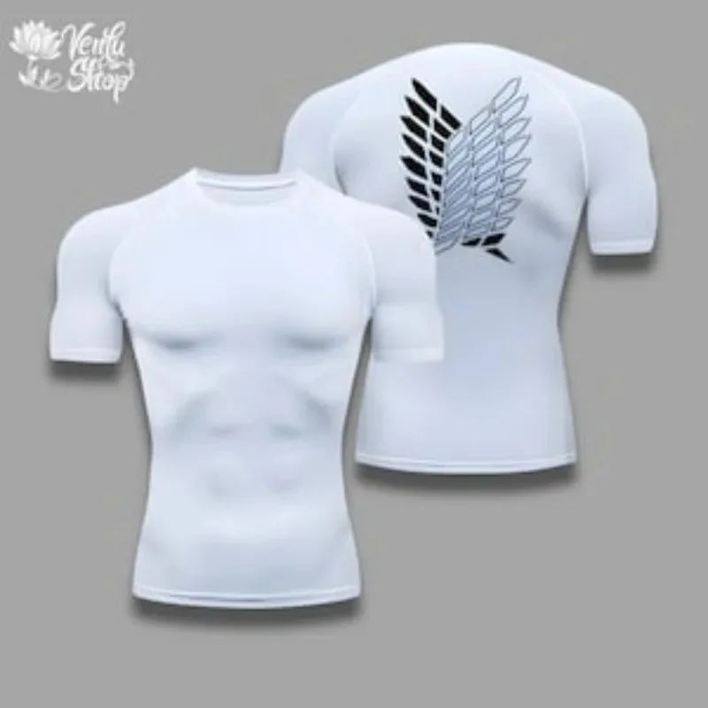 T-shirt de sport absorbant la transpiration pour homme, à séchage rapide, haute élasticité, style Anime, idéal pour le fitness et la musculation