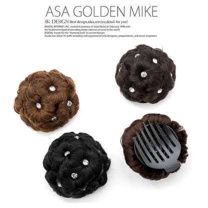 Chignon Bouclé Synthétique Clip-In AOSI Queen — Fibre Haute Température, Postiche Beignet Neuf Fleurs, 7 Couleurs | TechNova X