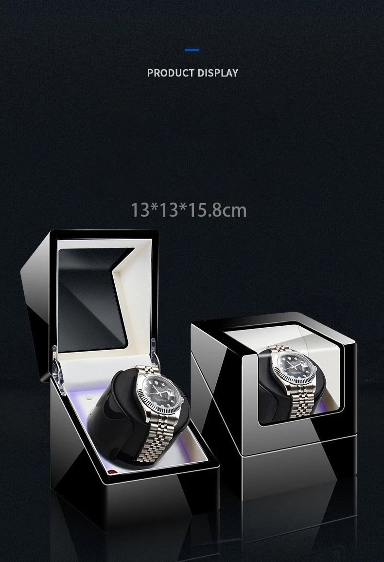 Remontoir de Montre IBBETON — Fibre de Carbone & Bois, Moteur Mabuchi Silencieux, LED