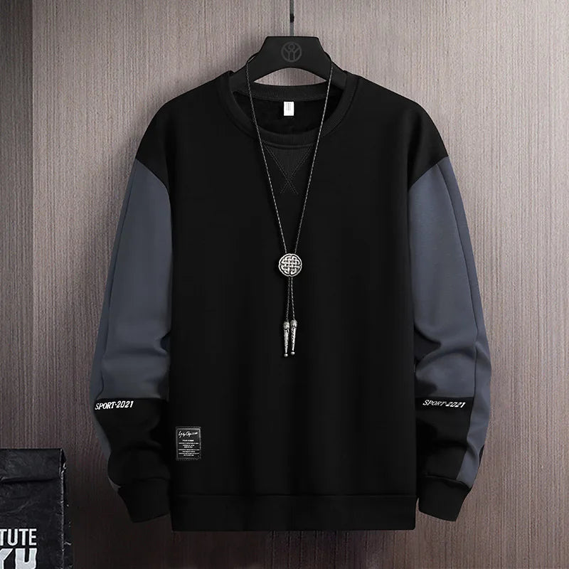 Sweat-shirt Homme Col Rond — Coupe Ample | Motif Patchwork | Style Décontracté | 4 Saisons | 3 Coloris | M–5XL