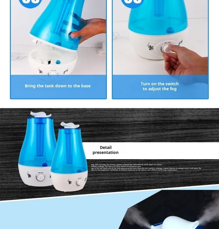 Humidificateur Ultrasonique 4L — Double Pulvérisation, Arrêt Auto & Contrôle Tactile