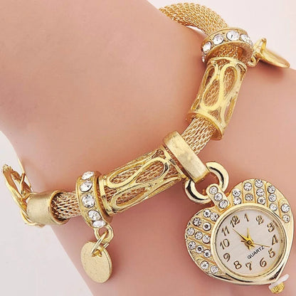 Montre Bracelet Femme Cœur d’Amour THY0312 — Alliage Doré ou Argenté, Style Romantique Fashion