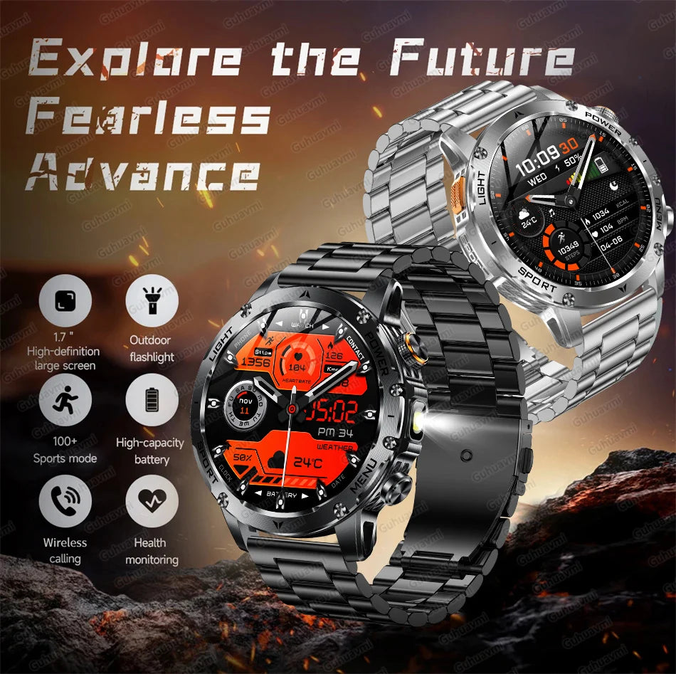Montre Connectée Sport Militaire AK87 — AMOLED 1,7", GPS, NFC, Étanche IP68, Batterie 1000 mAh, 100 Jours | TechNova X
