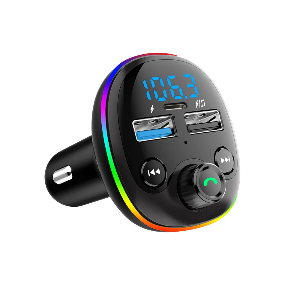 PD 18W transmetteur FM sans fil Bluetooth 5.0 Kit mains libres pour voiture double USB chargeur rapide modulateur Radio lecteur MP3 Support carte TF