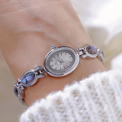 Montre Quartz Femme Bracelet Élégant — Boîtier Ovale 24 mm, Acier Inoxydable, Verre Hardlex, 3 ATM, 16 Coloris | TechNova X