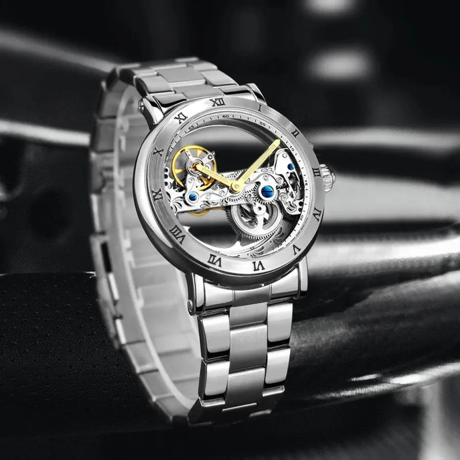 Montre Mécanique Automatique Squelette FORSINING FS134 — Aiguilles Lumineuses, Bracelet Cuir ou Acier