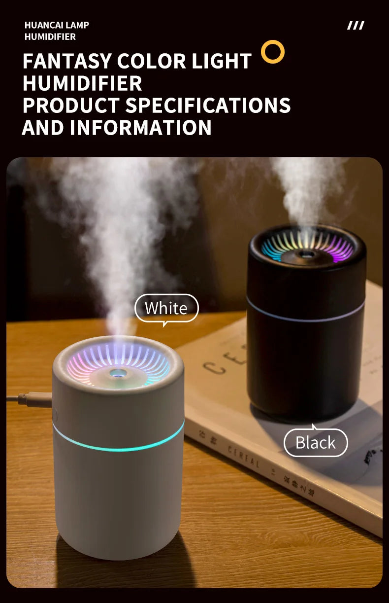 Humidificateur Brume Arc-en-ciel CL-01 — LED 7 Couleurs, 2 Modes (3H/6H) & Nano-Brume Silencieuse