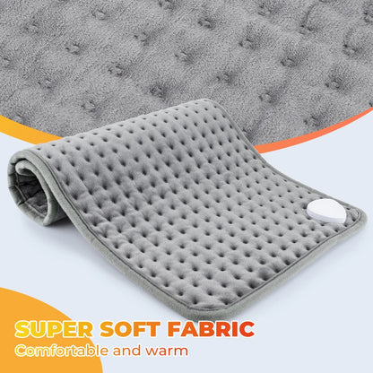 Coussin Chauffant Électrique 60x30cm — 10 Niveaux 30-70°C, Minuterie & Micro-Velours Lavable