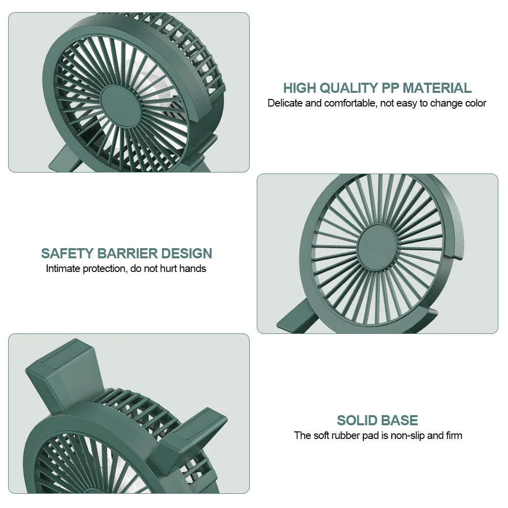 Mini Ventilateur USB Bureau 4 Pouces — Silencieux, Base Stable & 3 Coloris