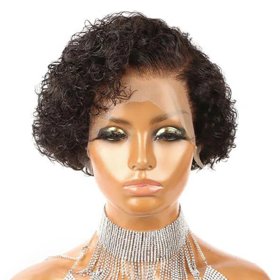 13x4 dentelle perruque partie latérale coupe lutin perruques 100% vierge cheveux partie latérale brésilienne vague d'eau bob perruque dentelle transparente pour les femmes noires