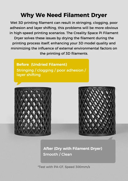 Séchoir à filament Creality pour imprimante 3D, récipient de séchage de filament avec 360 °   Chauffage, filament amélioré, dépôt, support de stockage