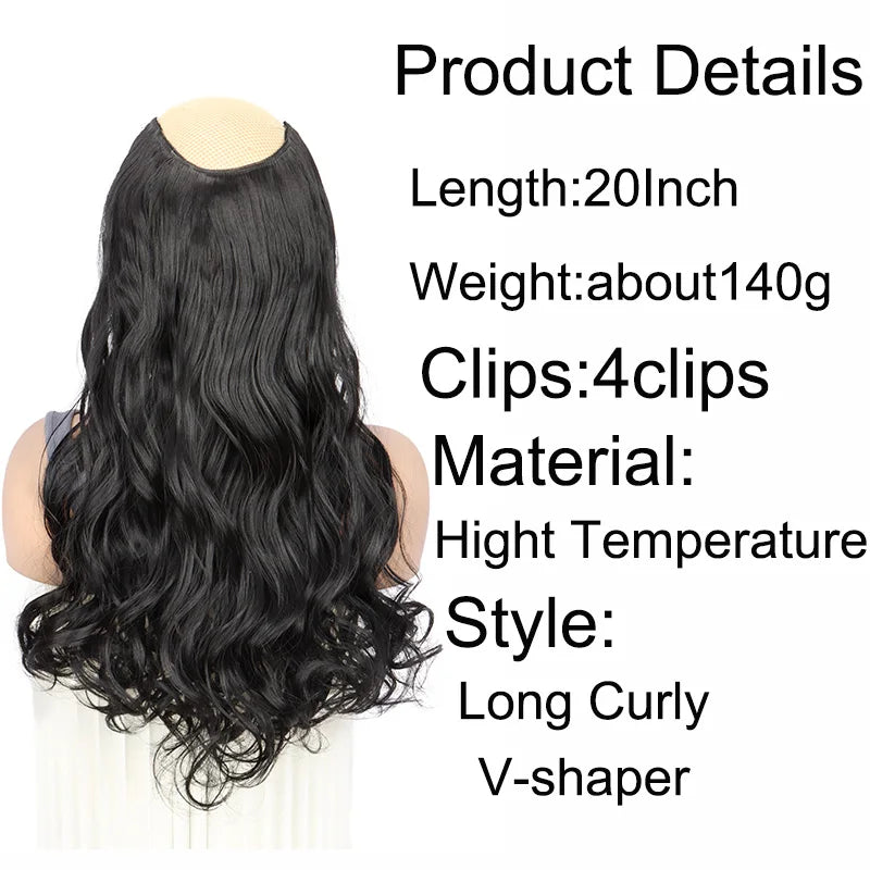 Extension Capillaire Synthétique Bouclée Forme V — 20 Pouces, 4 Clips, Fibre Haute Température, 7 Teintes | TechNova X