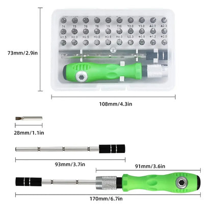 Kit Tournevis Précision 32-en-1 Galacok — 30 Embouts Magnétiques, Acier Chrome-Vanadium, Étui Compact