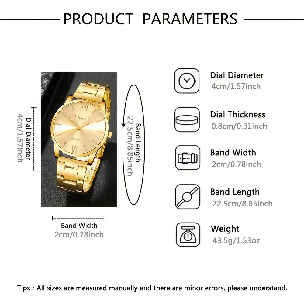 Lot de 6 Montres Femme Quartz — Bracelet Acier Doré, Cadran Minimaliste, Style Fashion Casual