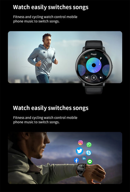 Smartwatch LIGE 2025 — Bluetooth 5.3, Écran 1,39", Santé 24h, IP68