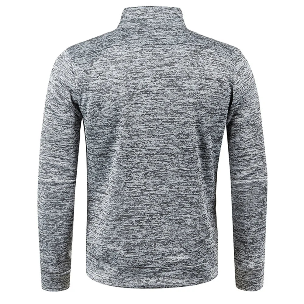 Pull à col roulé avec fermeture éclair pour homme, sweat-shirt d'extérieur, pull à demi-fermeture éclair, vêtements solides, PVD, printemps, automne