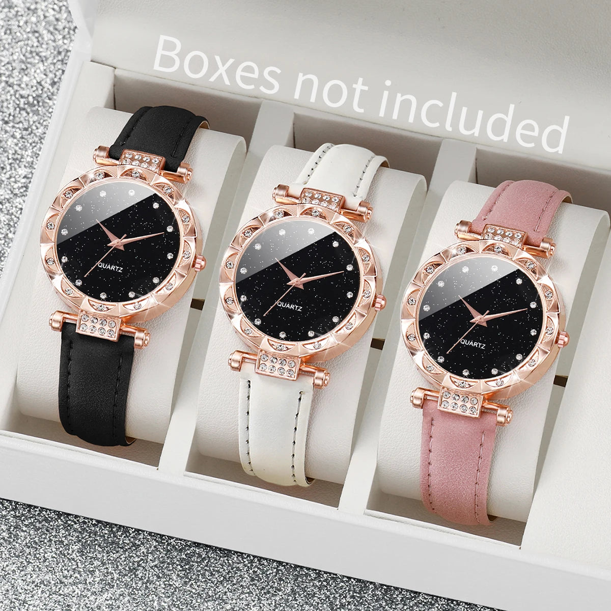Lot 3 Montres Quartz Femme — Bracelet Cuir, Cadran 33 mm, Style Fashion & Casual | TechNova X