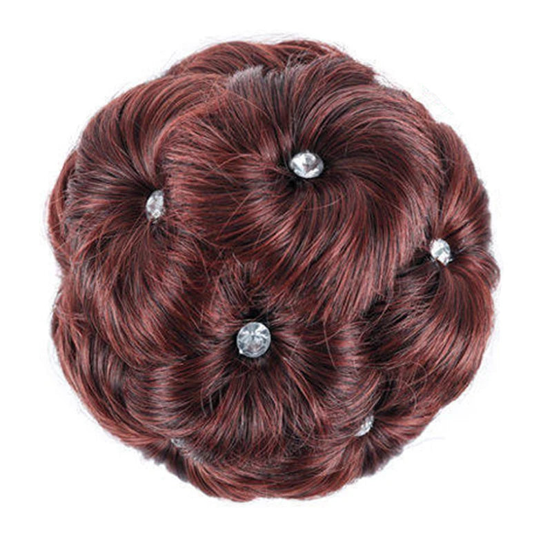 Chignon Bouclé Synthétique Clip-In AOSI Queen — Fibre Haute Température, Postiche Beignet Neuf Fleurs, 7 Couleurs | TechNova X