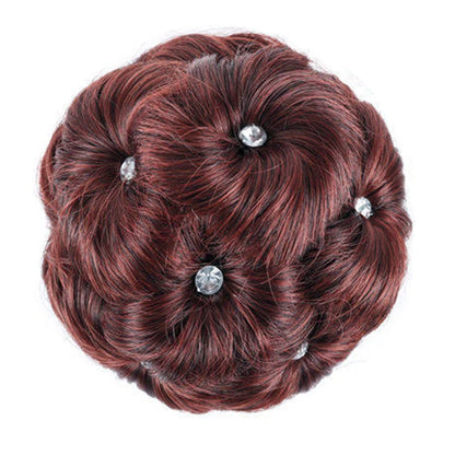 Chignon Bouclé Synthétique Clip-In AOSI Queen — Fibre Haute Température, Postiche Beignet Neuf Fleurs, 7 Couleurs | TechNova X