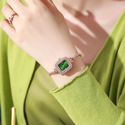 Montre Femme Quartz Cristal MOONBIFFY — Bracelet Cuir, Cadran Orné de Cristaux, 5 Coloris