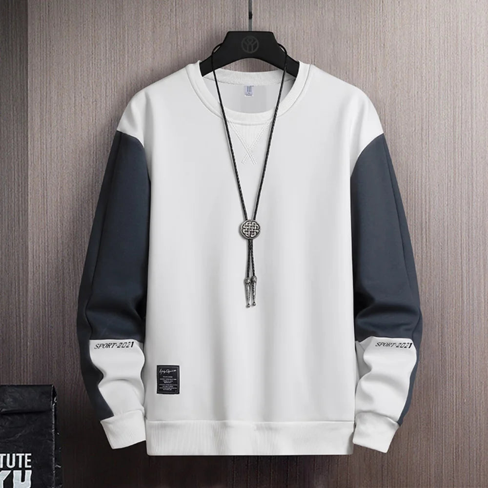Sweat-shirt Homme Col Rond — Coupe Ample | Motif Patchwork | Style Décontracté | 4 Saisons | 3 Coloris | M–5XL