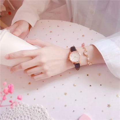 Montre Quartz Enfant Fille — Cadran Cœur, Bracelet Cuir, 5 Coloris + Option Bracelet Assorti | TechNova X