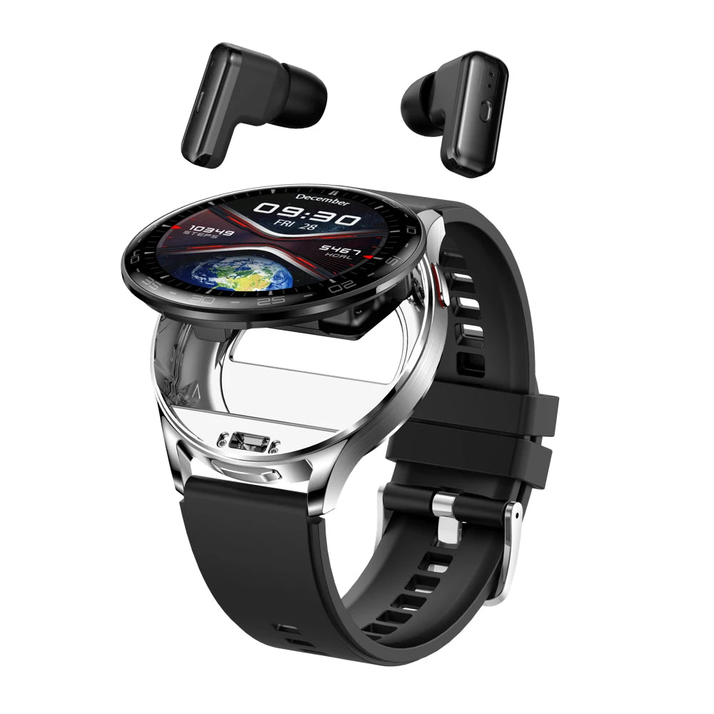 Montre Connectée 2-en-1 avec Écouteurs TWS Intégrés — Écran 1,39", IP67, BT 5.0, Suivi Santé Complet, 3 Coloris | TechNova X