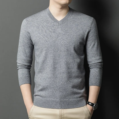 Pull Homme Col en V — Tricoté Surdimensionné | Couleur Unie | Chaud & Confortable | 7 Coloris | M–4XL