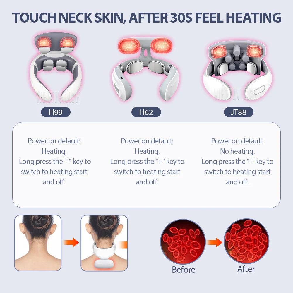 Masseur intelligent électrique TENS EMS pour le dos et le cou, 4 modes, pour la relaxation musculaire et la santé, outil de massage des épaules et cervicales