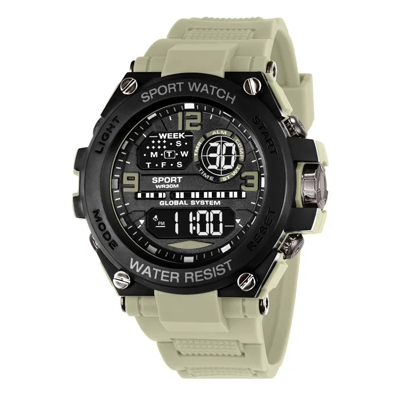 Montre Sport Digitale YIKAZE A69270 — Grand Cadran 56mm, LED, Chronomètre, Alarme, 3 ATM