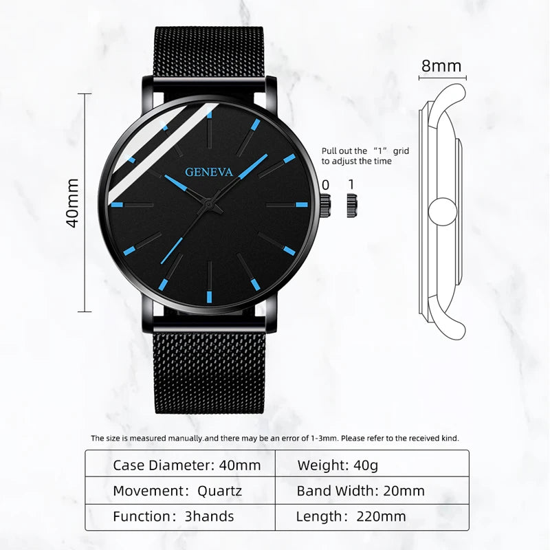 Montre Quartz Minimaliste Homme DIJANES KL959 — Ultra-Fine 8 mm, Bracelet Maille ou Cuir, Verre Hardlex, 9 Coloris | TechNova X