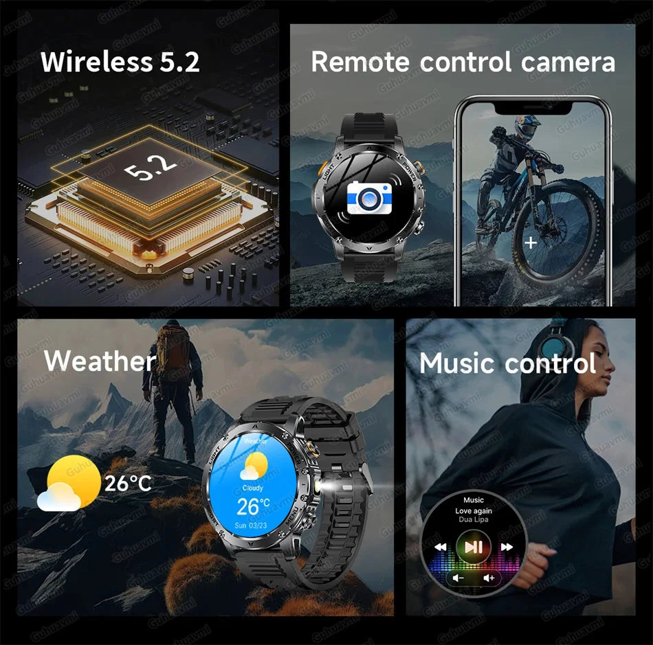 Montre Connectée Sport Militaire AK87 — AMOLED 1,7", GPS, NFC, Étanche IP68, Batterie 1000 mAh, 100 Jours | TechNova X