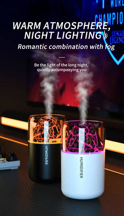 Diffuseur Aromathérapie USB Volcanique — Humidificateur & Veilleuse Colorée