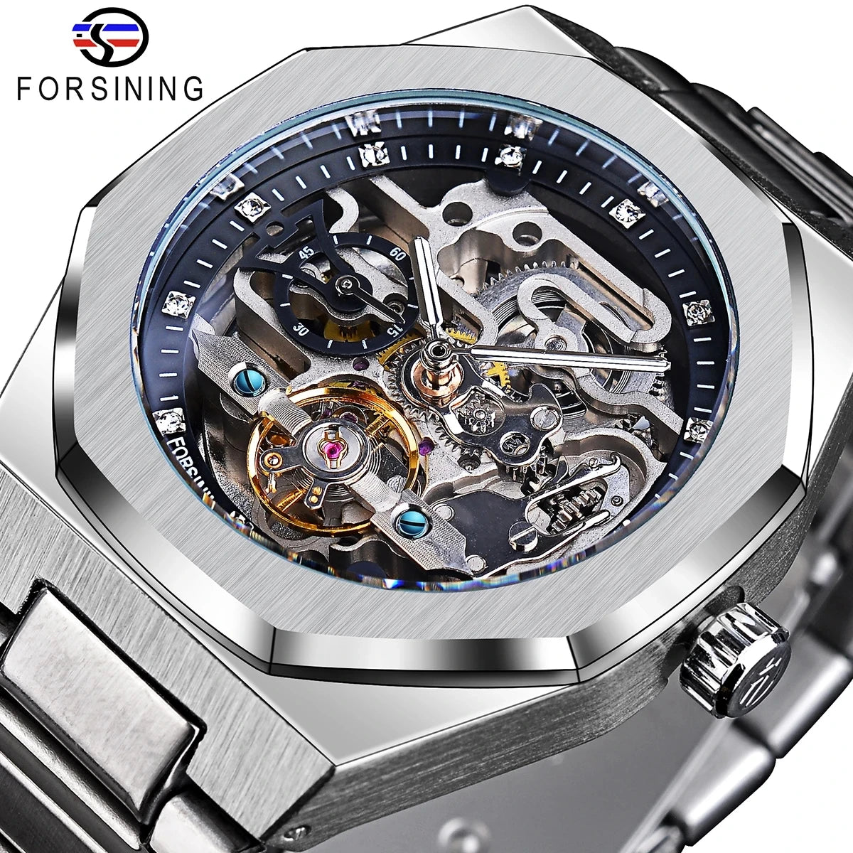 Montre Mécanique Automatique Homme FORSINING FS100 — Squelette Lumineux, Acier Inoxydable, Verre Hardlex, 6 Coloris | TechNova X