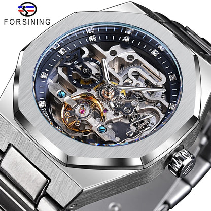 Montre Mécanique Automatique Homme FORSINING FS100 — Squelette Lumineux, Acier Inoxydable, Verre Hardlex, 6 Coloris | TechNova X